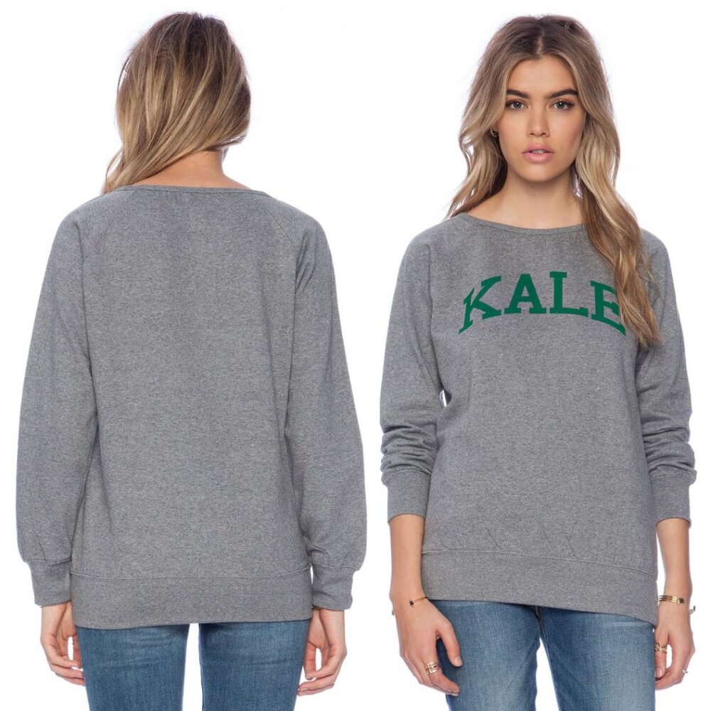 Suburban Riot - KALE Crewneck Pullover Sweatshirt | Small | Heather Gray & Green - Picture 2 of 11